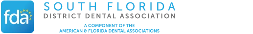 Logo for South Florida District Dental Association with blue and gray colors.